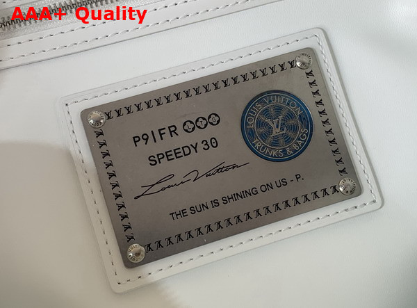 Louis Vuitton Speedy P9 Bandouliere 30 in White Calf Leather with Monogram Print and Dog Print Replica