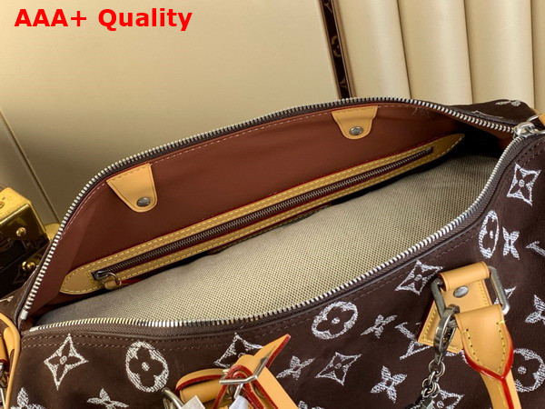 Louis Vuitton Speedy P9 Bandouliere 40 Bag in Brown Monogram Suede Leather Replica