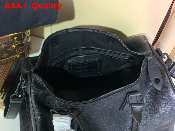 Louis Vuitton Speedy P9 Bandouliere 40 Bag in Ultra Black Calf Leather with the Monogram Motif Print M13916 Replica