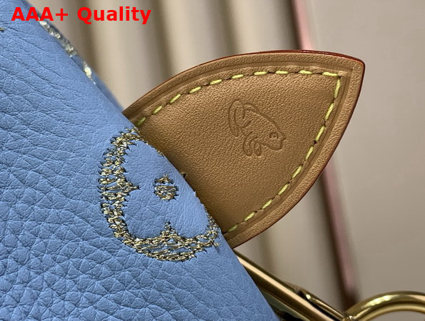 Louis Vuitton Speedy P9 Bandouliere 40 Golden Silk Blue Calfskin Leather Exquisite Embroidered Monogram Flowers M28079 Replica