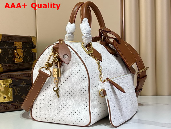 Louis Vuitton Speedy P9 Bandouliere 40 in White Perforated Calfskin M29330 Replica