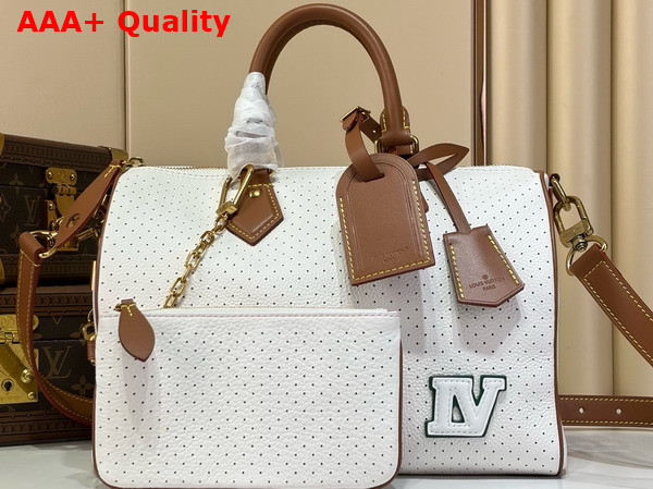 Louis Vuitton Speedy P9 Bandouliere 40 in White Perforated Calfskin M29330 Replica