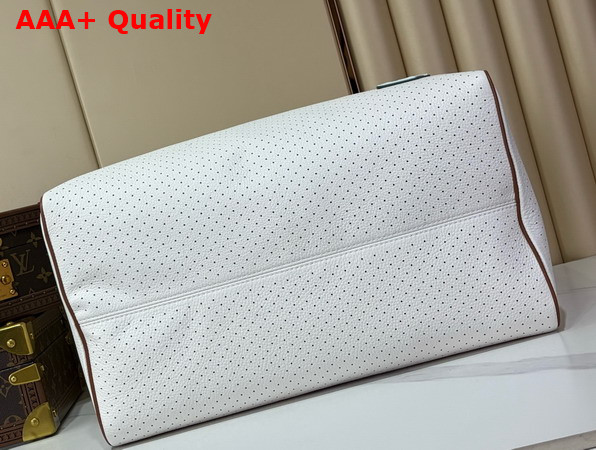 Louis Vuitton Speedy P9 Bandouliere 40 in White Perforated Calfskin with Green Lining Replica