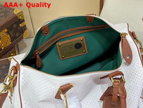 Louis Vuitton Speedy P9 Bandouliere 40 in White Perforated Calfskin with Green Lining Replica