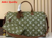 Louis Vuitton Speedy P9 Bandouliere 50 in Green Sencha Calf Leather with Monogram Print Replica