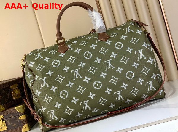 Louis Vuitton Speedy P9 Bandouliere 50 in Green Sencha Calf Leather with Monogram Print Replica