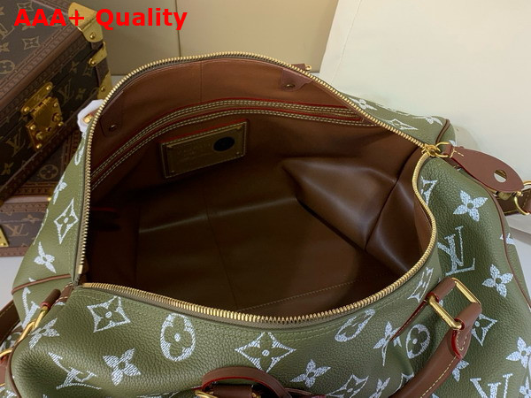 Louis Vuitton Speedy P9 Bandouliere 50 in Green Sencha Calf Leather with Monogram Print Replica