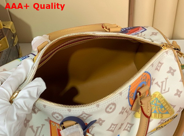 Louis Vuitton Speedy Soft 30 Monogram Dune Coated Canvas with an Airplane Charm and Playful Labels M14587 Replica