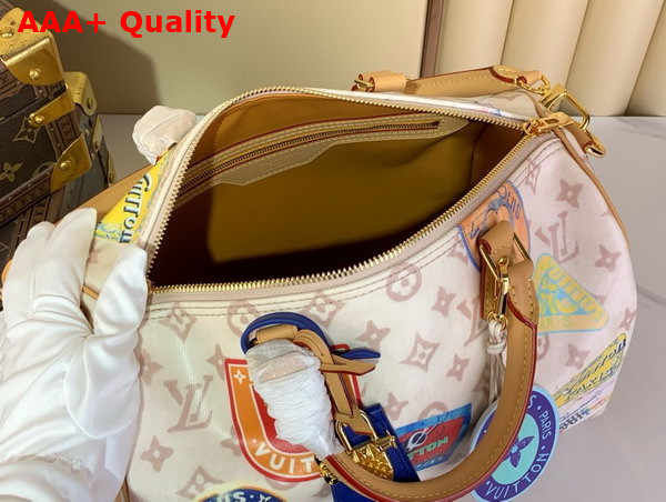 Louis Vuitton Speedy Soft 30 Monogram Dune Coated Canvas with an Airplane Charm and Playful Labels M14587 Replica