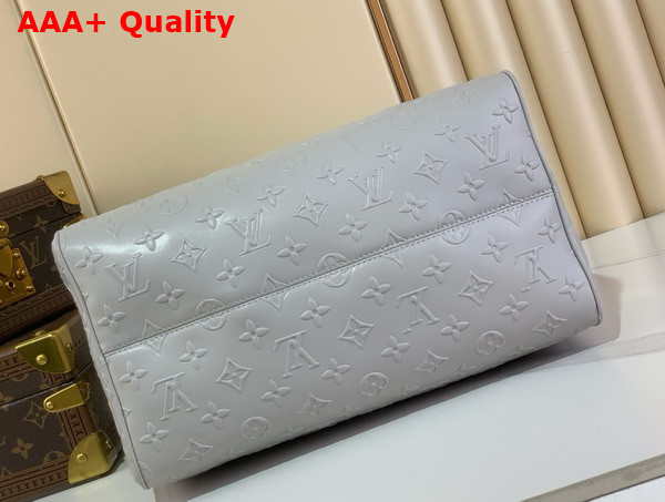 Louis Vuitton Speedy Soft 30 in Cloud Gray Calfskin Leather with Monogram Bold Pattern M25670 Replica