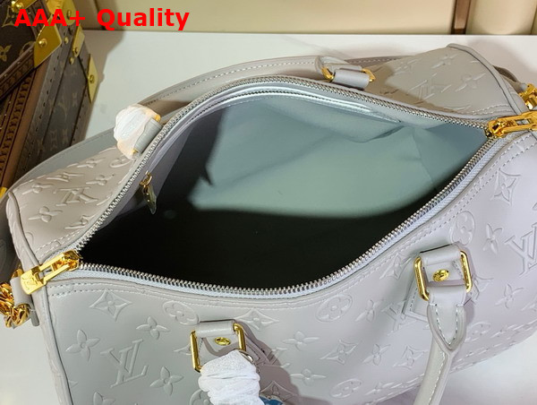 Louis Vuitton Speedy Soft 30 in Cloud Gray Calfskin Leather with Monogram Bold Pattern M25670 Replica