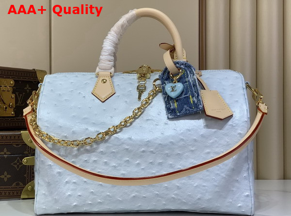 Louis Vuitton Speedy Soft 30 in Pale Blue Ostrich Leather Replica