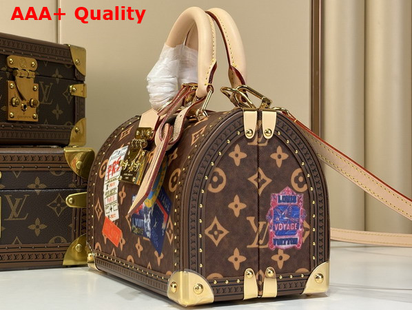 Louis Vuitton Speedy Trunk 20 Monogram Coated Canvas with Vintage Travel Stickers M29470 Replica