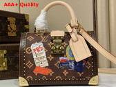 Louis Vuitton Speedy Trunk 20 Monogram Coated Canvas with Vintage Travel Stickers M29470 Replica