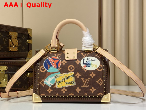 Louis Vuitton Speedy Trunk 20 Monogram Coated Canvas with Vintage Travel Stickers M29470 Replica