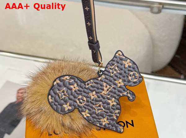 Louis Vuitton Squirrel LV Furry Friend Bag Charm Monogram Leather and Mink Fur M03218 Replica