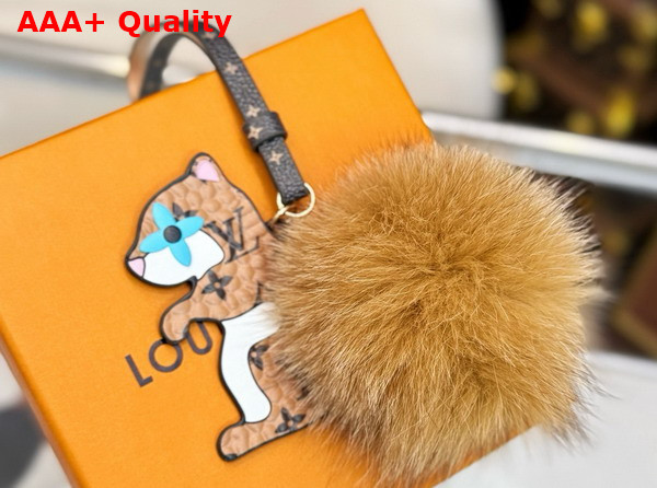 Louis Vuitton Squirrel LV Furry Friend Bag Charm Monogram Leather and Mink Fur M03218 Replica