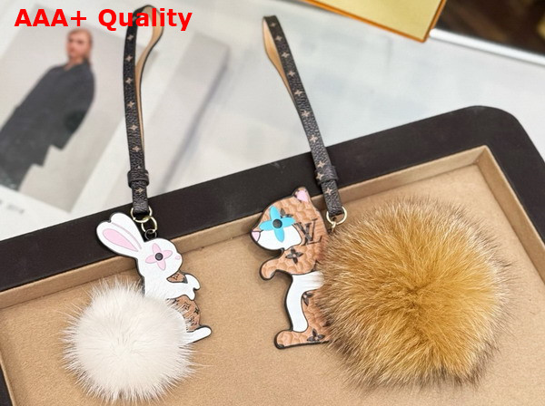 Louis Vuitton Squirrel LV Furry Friend Bag Charm Monogram Leather and Mink Fur M03218 Replica