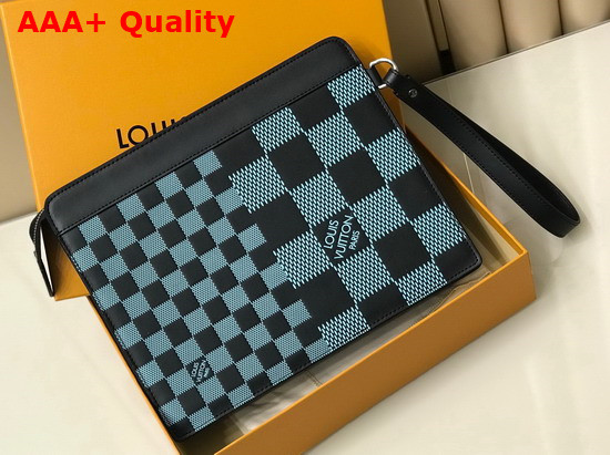 Louis Vuitton Standing Pouch Aqua Green Damier Infini 3D Cowhide Leather N60449 Replica