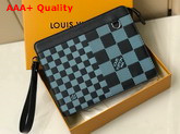 Louis Vuitton Standing Pouch Aqua Green Damier Infini 3D Cowhide Leather N60449 Replica
