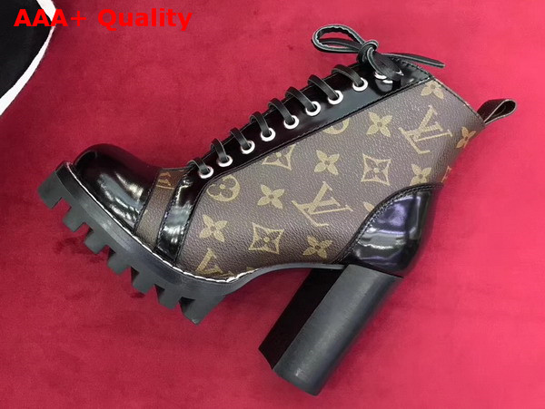 Louis Vuitton Star Trail Ankle Boot Monogram Canvas and Black Glazed Calf Leather 1A2Y7U Replica