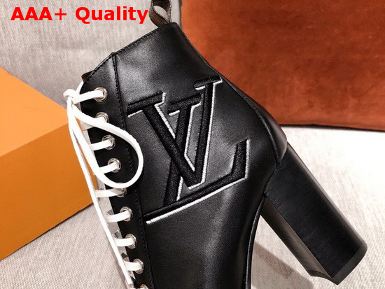 Louis Vuitton Star Trail Ankle Boot in Black Calf Leather with Giant LV Logo Replica