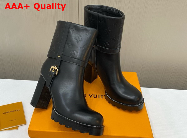 Louis Vuitton Star Trail Ankle Boot in Black Monogram Debossed Calf Leather 1ACIAF Replica