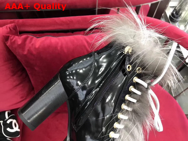 Louis Vuitton Star Trail Ankle Boot in Black with Luxurious Silver Fox Fur Ornement 1A307H Replica