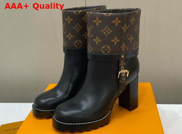Louis Vuitton Star Trail Ankle Boot in Monogram Canvas and Black Calf Leather Replica