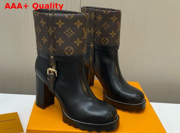 Louis Vuitton Star Trail Ankle Boot in Monogram Canvas and Black Calf Leather Replica
