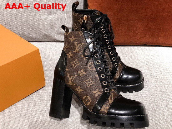Louis Vuitton Star Trail Ankle Boot in Patent Monogram Canvas and Black Calf Leather 1A2Y7W Replica