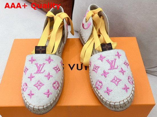 Louis Vuitton Starboard Flat Espadrille Rose Pop Pink Monogram Embroidered Canvas 1A8GC8 Replica