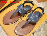Louis Vuitton Starboard Flat Thong Sandal Monogra Denim and Calf Leather Denim Blue 1A7RDP Replica