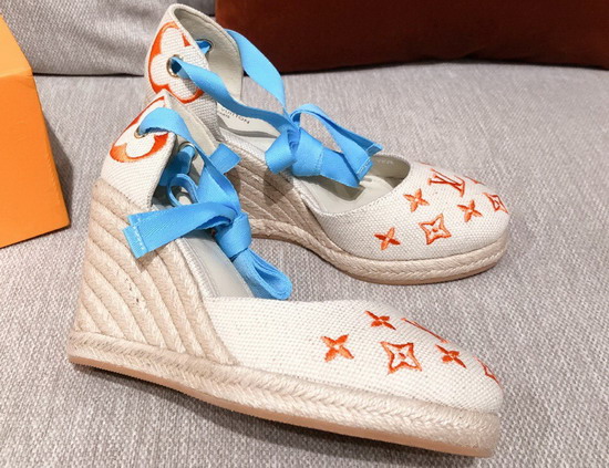 Louis Vuitton Starboard Wedge Espadrille Orange Monogram Embroidered Canvas Replica