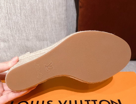 Louis Vuitton Starboard Wedge Espadrille Pink Monogram Embroidered Canvas 1A8GLE Replica
