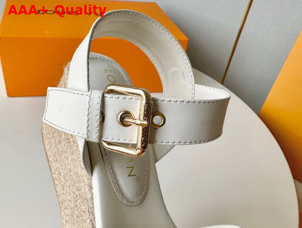 Louis Vuitton Starboard Wedge Sandal in White Monogram Embroidered Cotton 1ABPFR Replica