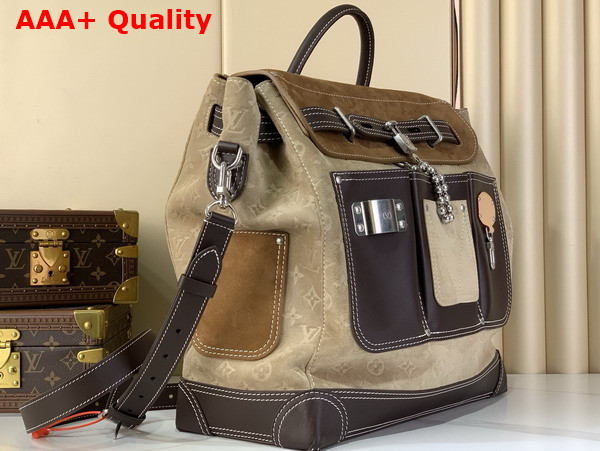 Louis Vuitton Steamer 40 Bag in Tan Suede Leather M26019 Replica