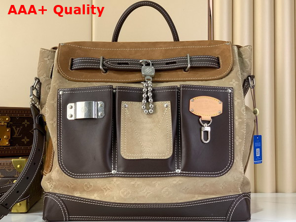 Louis Vuitton Steamer 40 Bag in Tan Suede Leather M26019 Replica