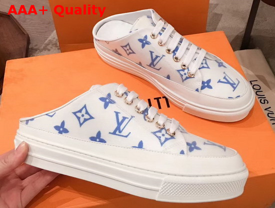 Louis Vuitton Stellar Open Back Sneaker Blue Monogram Print Textile Replica