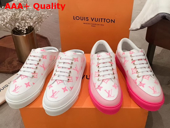 Louis Vuitton Stellar Open Back Sneaker Rose Pop Pink Monogram Print Textile 1A65YF Replica