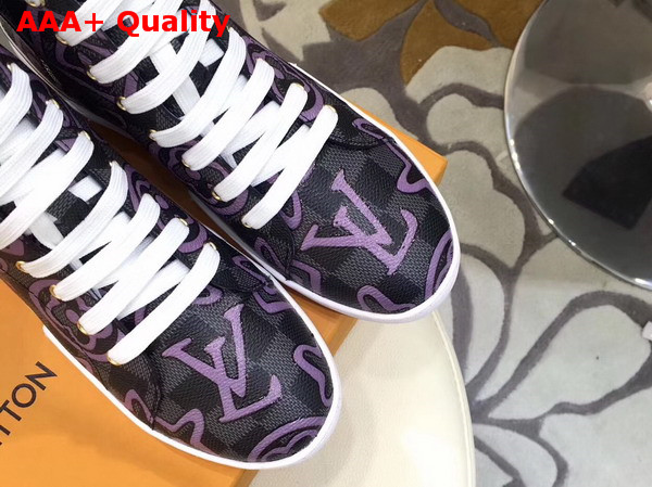 Louis Vuitton Stellar Sneaker Boot Damier Graphite Canvas and Metallic Calf Leather Replica