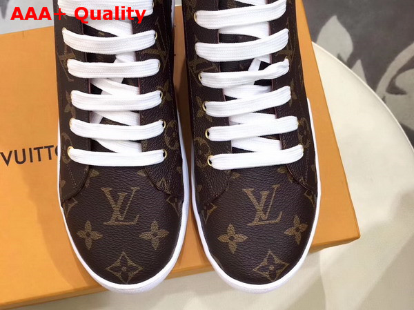Louis Vuitton Stellar Sneaker Boot Patent Monogram Canvas Golden Metallic Side Zip 1A2A2S Replica