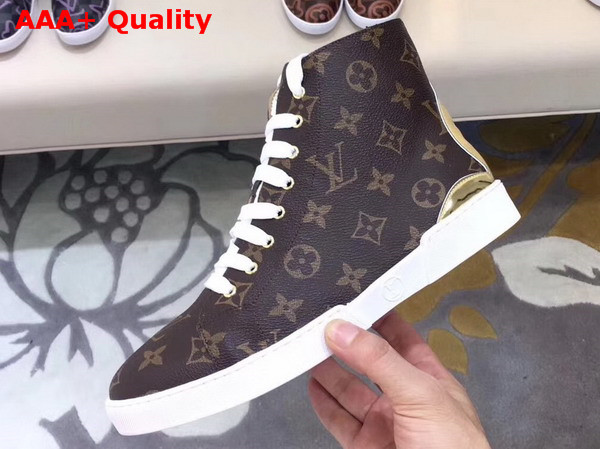 Louis Vuitton Stellar Sneaker Boot Patent Monogram Canvas and Metallic Calf Leather 1A2YZH Replica