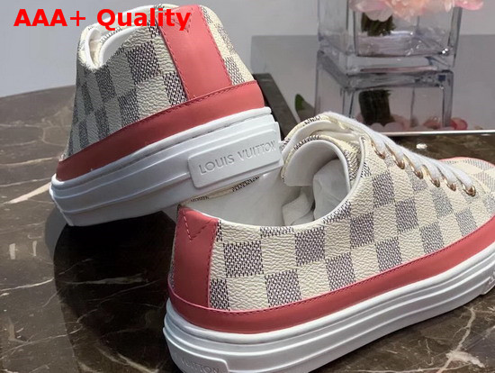 Louis Vuitton Stellar Sneaker in Damier Azur Canvas with Rose Clair Pink Details 1A4XML Replica