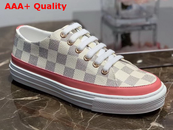 Louis Vuitton Stellar Sneaker in Damier Azur Canvas with Rose Clair Pink Details 1A4XML Replica