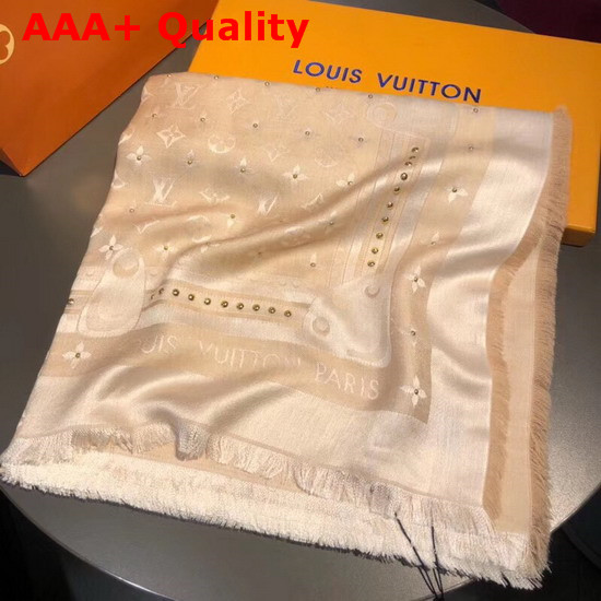 Louis Vuitton Studdy Denim Monogram Shawl Beige M73699 Replica