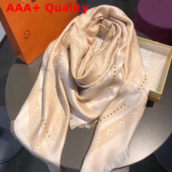 Louis Vuitton Studdy Denim Monogram Shawl Beige M73699 Replica