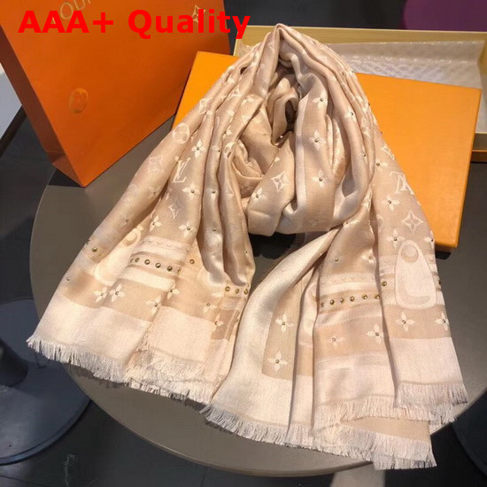 Louis Vuitton Studdy Denim Monogram Shawl Beige M73699 Replica
