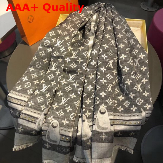 Louis Vuitton Studdy Denim Monogram Shawl Black Replica