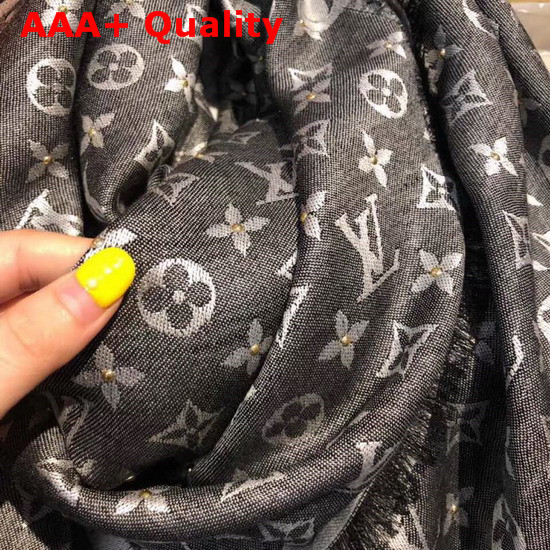 Louis Vuitton Studdy Denim Monogram Shawl Black Replica
